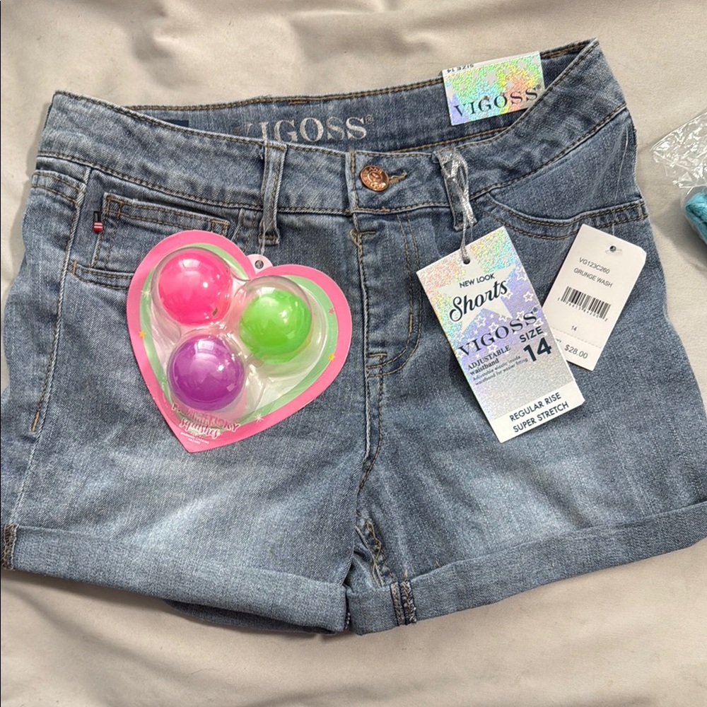 Vigoss Blue Denim Shorts with Cuffed Hem